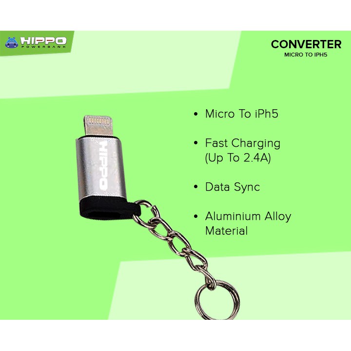 HIPPO OTG Adapter Converter Micro To lightning Iphone Support - Gambar 2