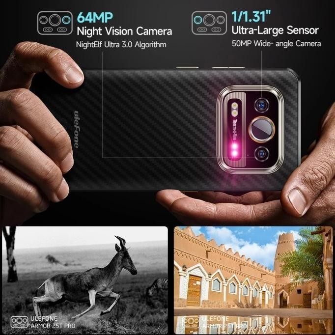 Ulefone Armor 25T Pro 5G Thermal Imaging Rugged Phone 6500mAh 64MP Night Vision Android 14 NFC - Gambar 3