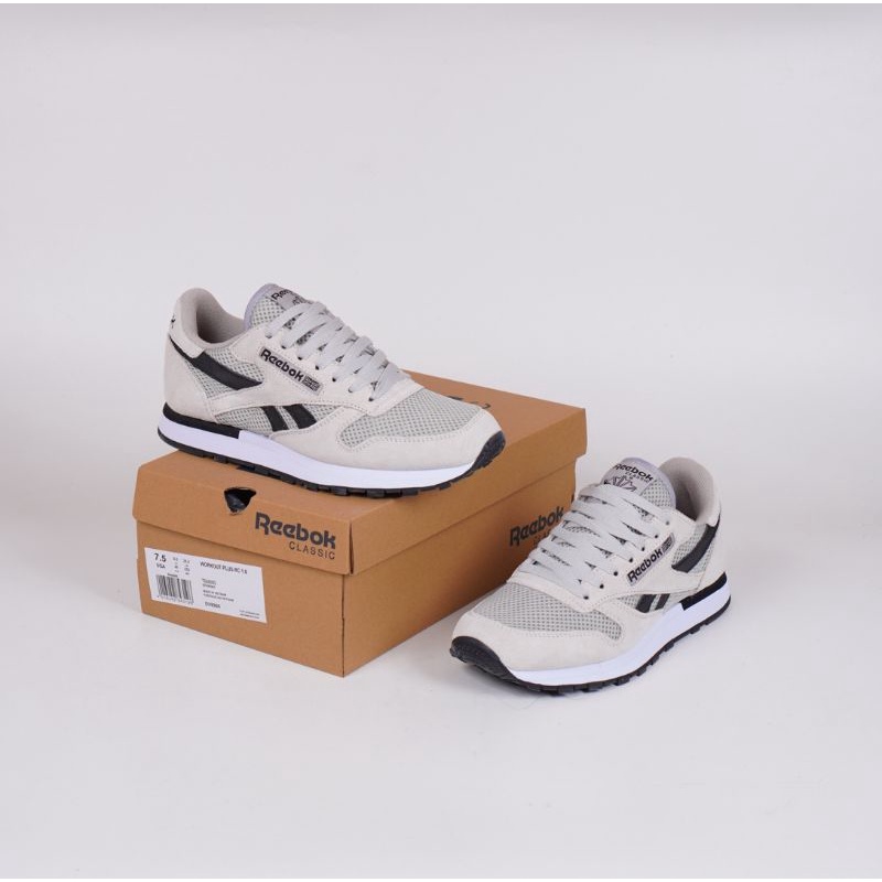 Reebok classic grey hot sale and white