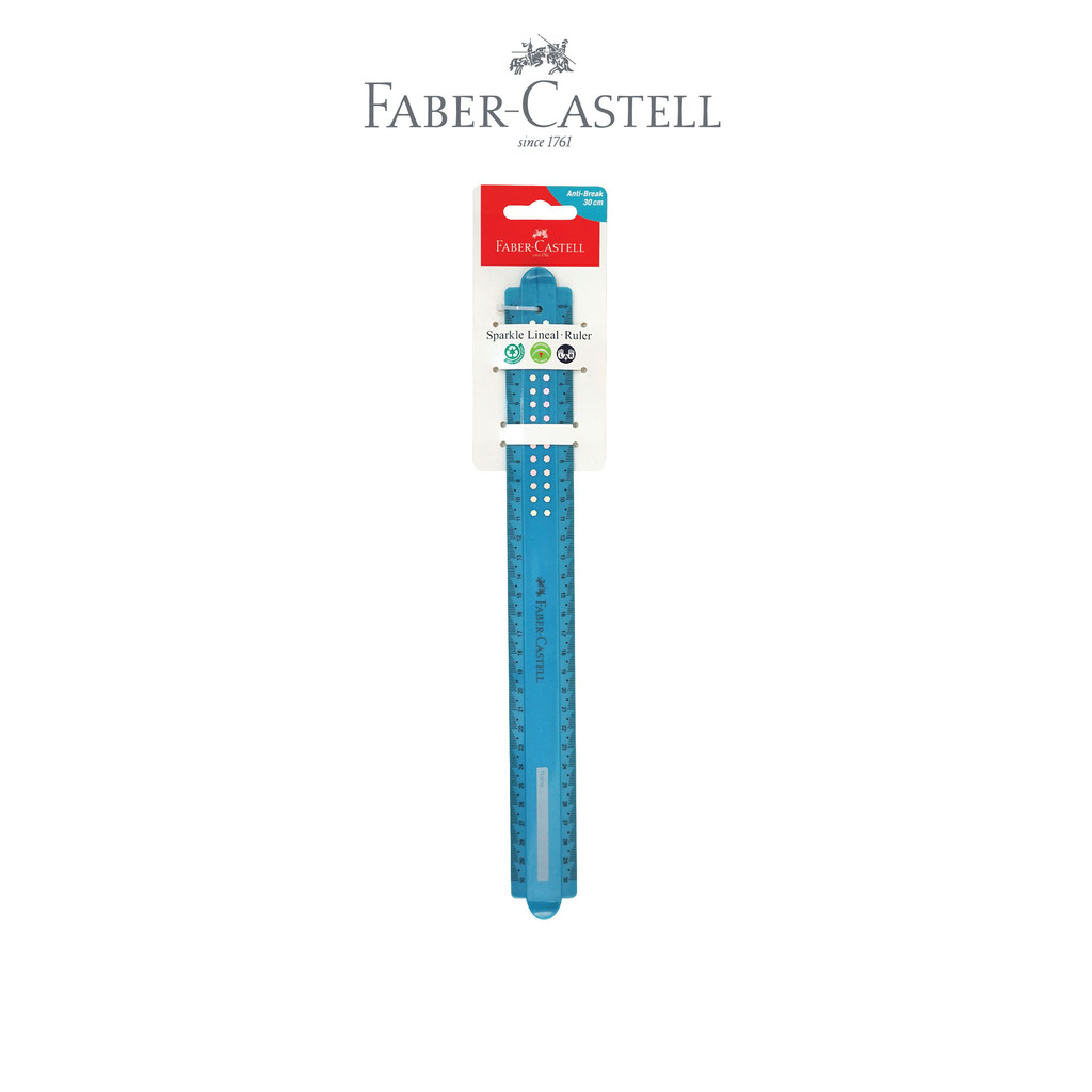Faber-Castell Sparkle Ruler – Penggaris 15 cm / 30 cm Motif Dot (Hitam & Biru) - Gambar 2