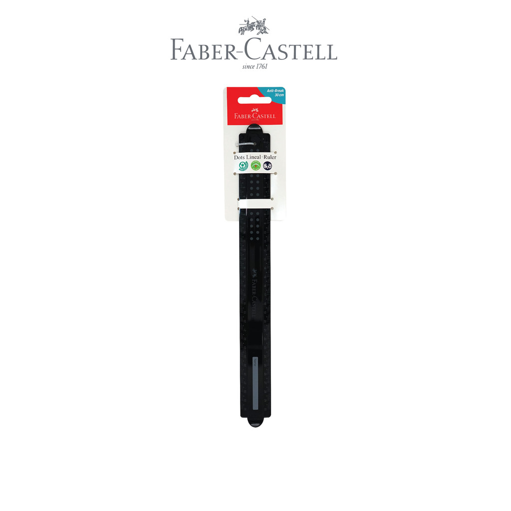 Faber-Castell Sparkle Ruler – Penggaris 15 cm / 30 cm Motif Dot (Hitam & Biru)