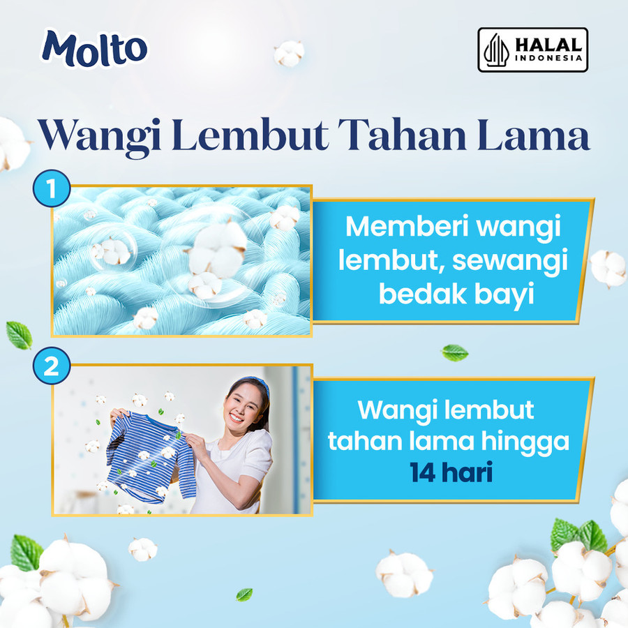 Molto Pelembut & Pewangi Pakaian Bayi Softener Konsentrat Pure Soft & Gentle 550 mL x2 - Gambar 3