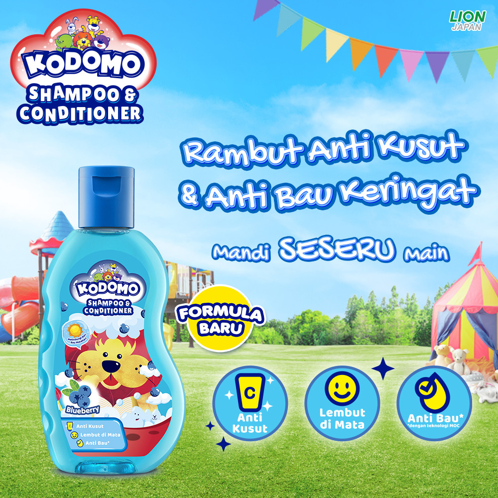 Kodomo Shampoo Gel Blueberry Botol 200 ml x3 - Gambar 2