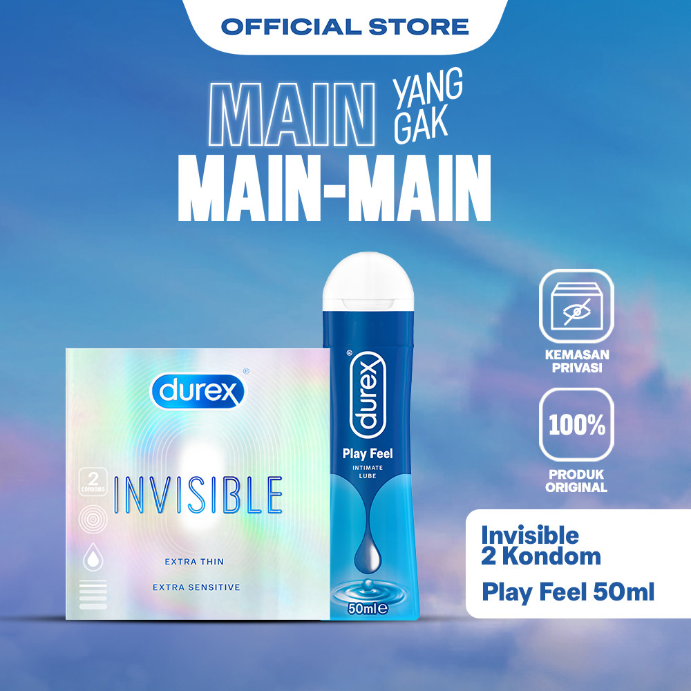 Durex Invisible 2s + Lube Playfeel Lubricant 50ml - Kondom Tipis dan Lubrikan Bersensasi