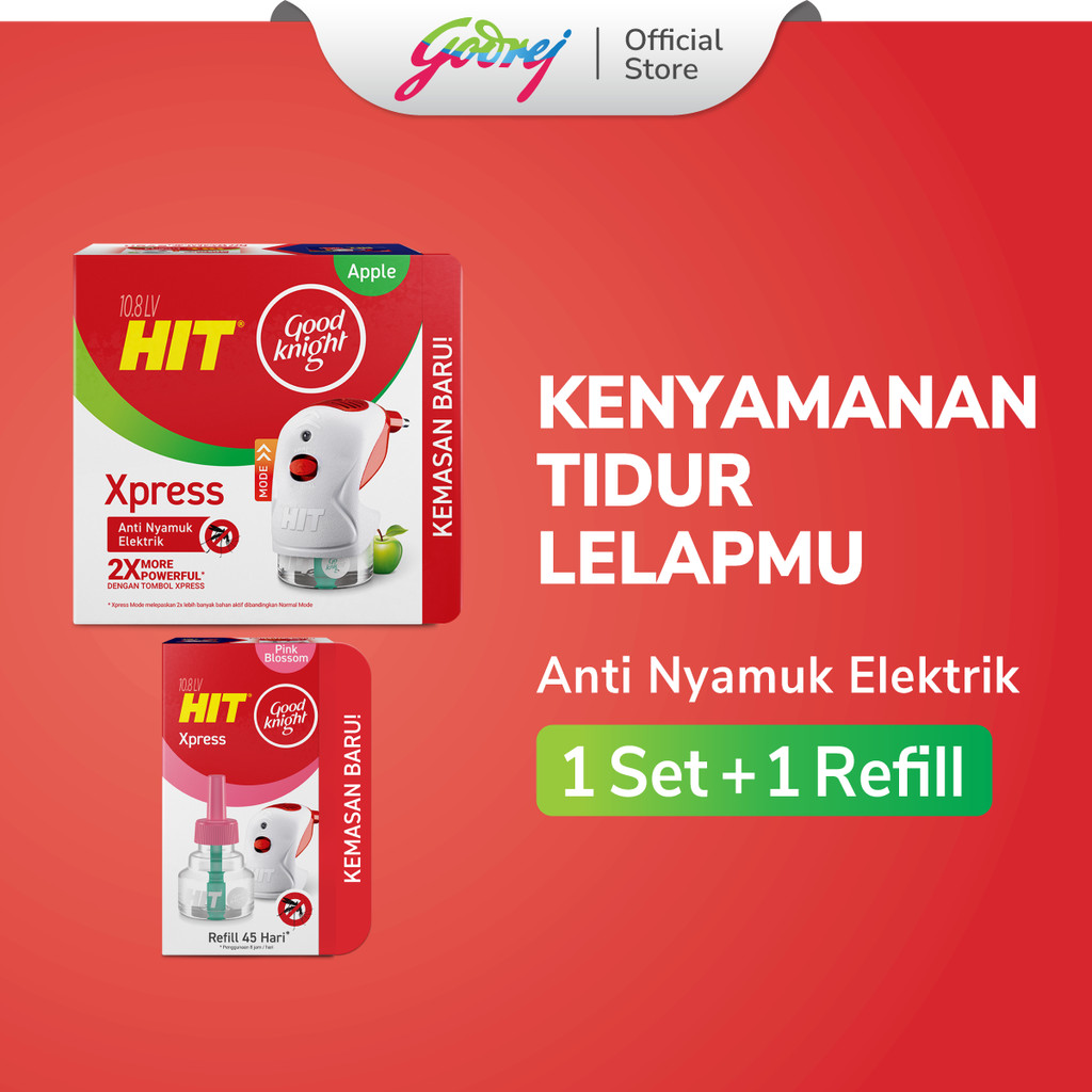 Hit Good Knight Xpress Set + Refill Pink Blossom - Obat Nyamuk Elektrik - Bunuh Nyamuk Penyebab Demam Berdarah (DBD)