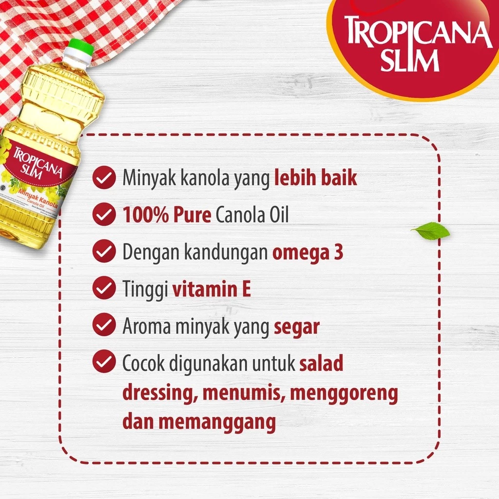 Twin Pack : Tropicana Slim Minyak Kanola 946ml - 100% Pure Canola Oil - Gambar 2