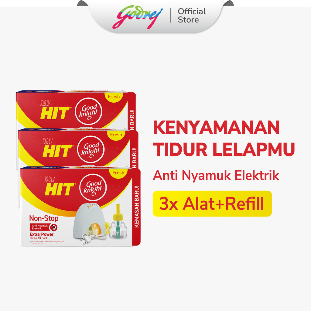 Hit Good Knight Non Stop Set x3 - Obat Nyamuk Elektrik - Bunuh Nyamuk Penyebab Demam Berdarah (DBD)