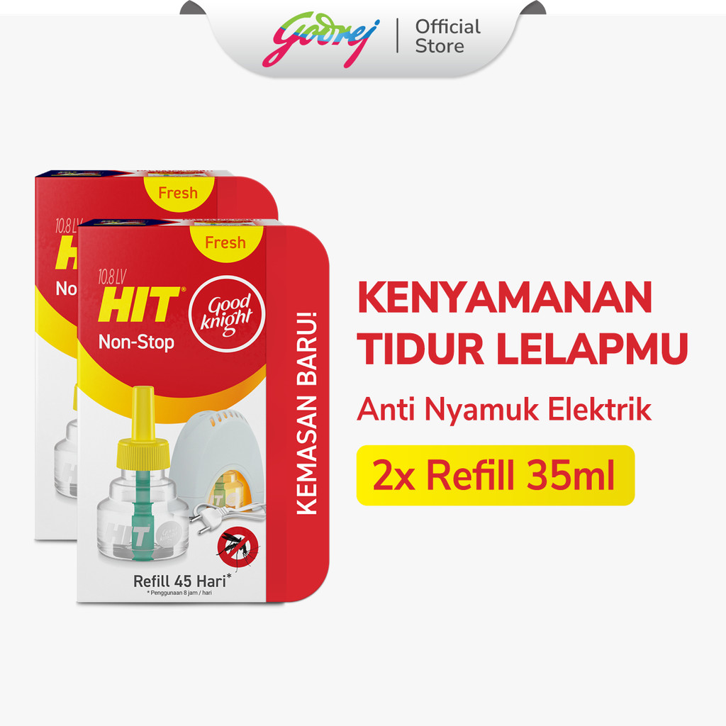 Hit GoodKnight Non Stop Refill Fresh 45 Hari x2- Refill Obat Nyamuk Elektrik - Bunuh Nyamuk Penyebab Demam Berdarah (DBD)
