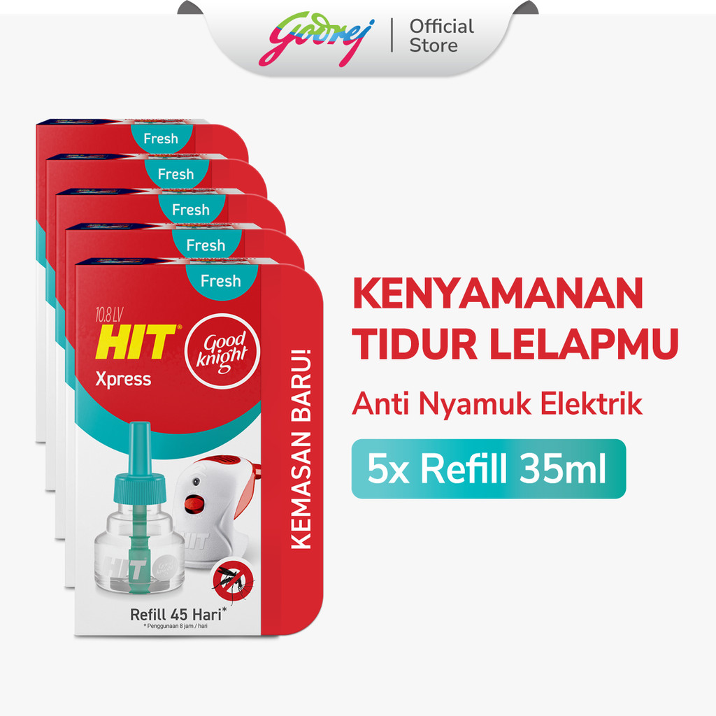 Hit Good Knight Xpress Refill Fresh 45 Hari x5- Refill Obat Nyamuk Elektrik - Bunuh Nyamuk Penyebab Demam Berdarah (DBD)