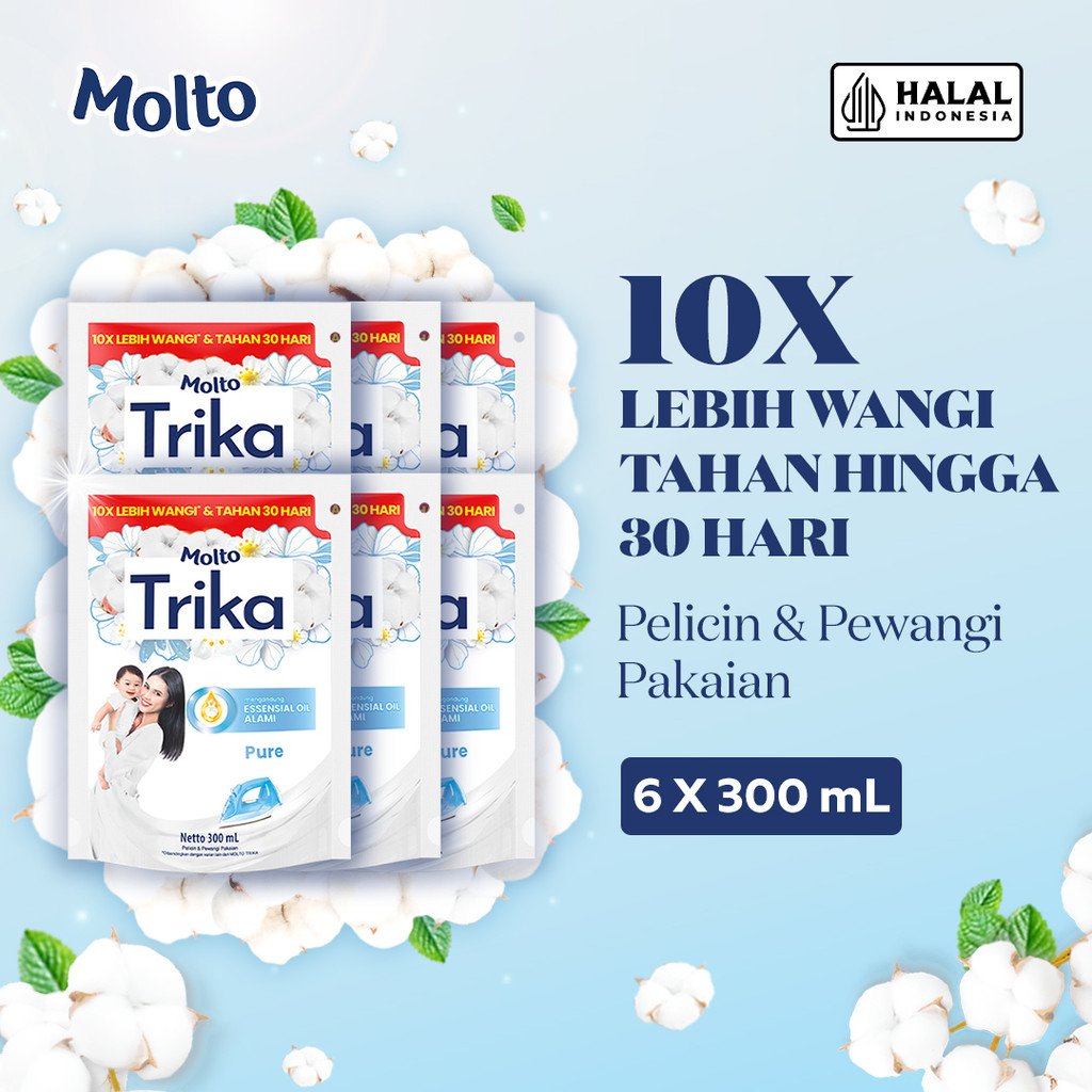 Molto Pelicin & Pewangi Pakaian Trika Pure 300 mL x6