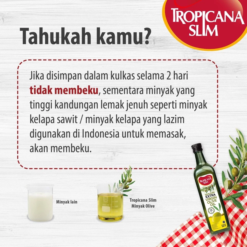Twin Pack - Tropicana Slim Extra Virgin Olive Oil 500 ml - 100% Pure Extra Virgin Olive Oil Minyak Zaitun - Gambar 3