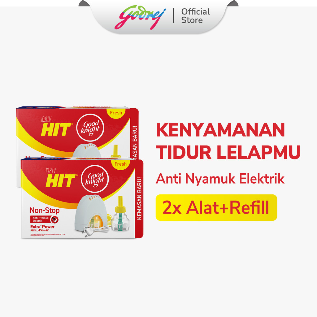Hit Good Knight Non Stop Set x2 - Obat Nyamuk Elektrik - Bunuh Nyamuk Penyebab Demam Berdarah (DBD)