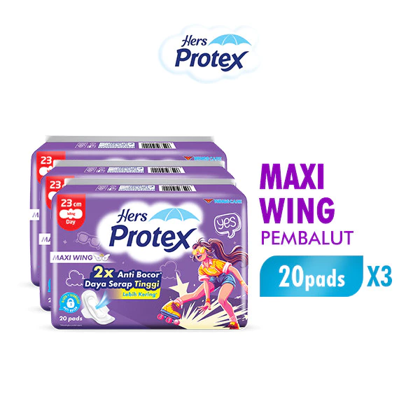 Hers Protex Softcare Pembalut Wanita Wing Bag Isi 20 Pcs x3