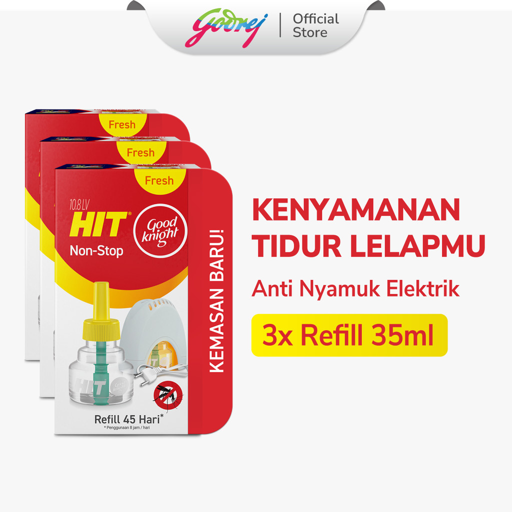 Hit GoodKnight Non Stop Refill Fresh 45 Hari x3- Refill Obat Nyamuk Elektrik - Bunuh Nyamuk Penyebab Demam Berdarah (DBD)