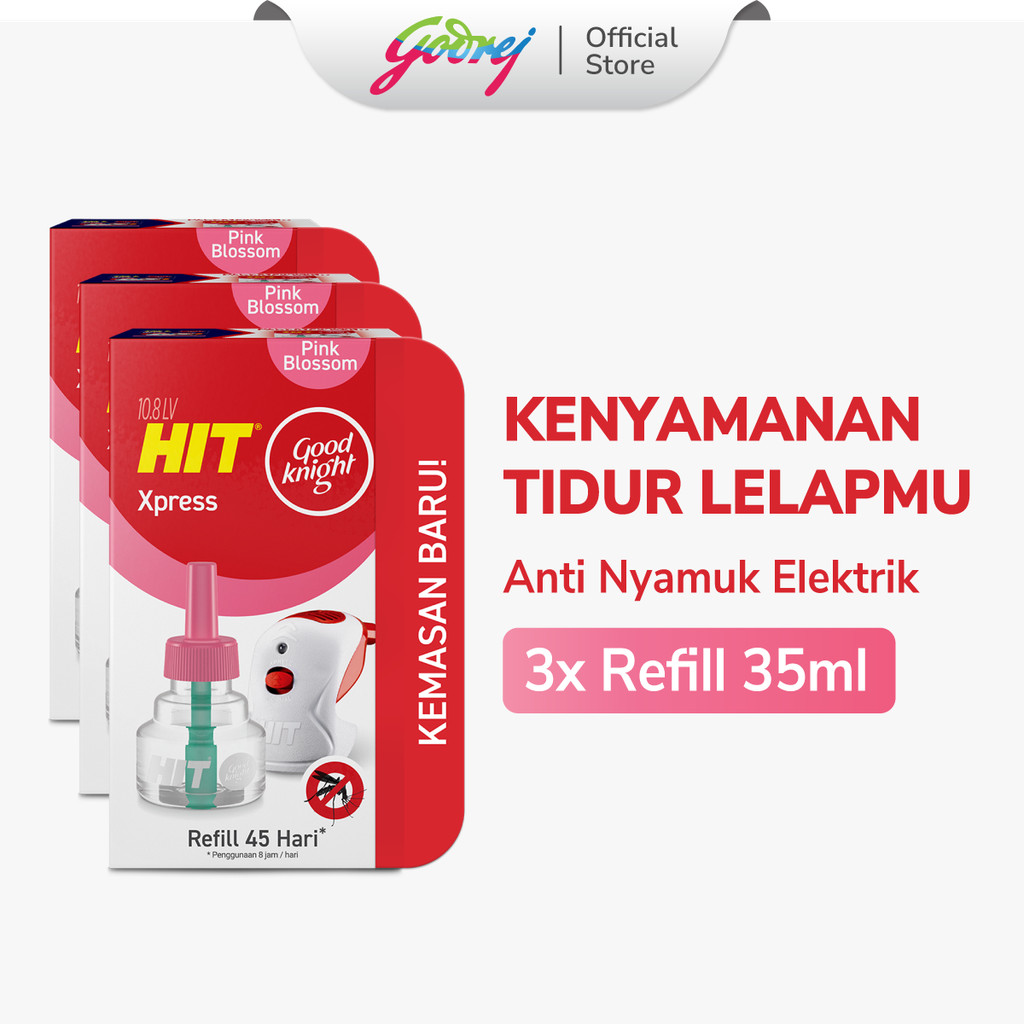 HIT Good Knight Xpress Refill Pink Blossom 45 Hari x3- Refill Obat Nyamuk Elektrik - Bunuh Nyamuk Penyebab Demam Berdarah (DBD)