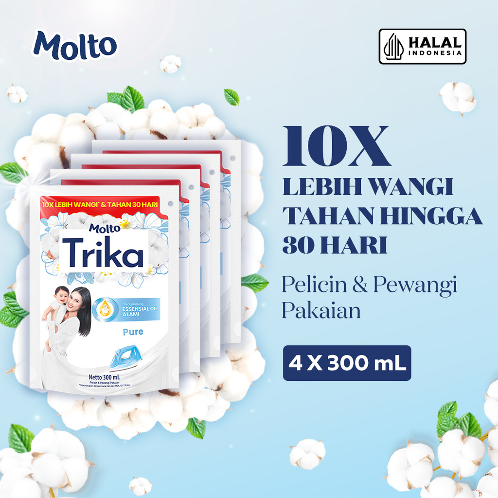Molto Pelicin & Pewangi Pakaian Trika Pure 300 mL x4