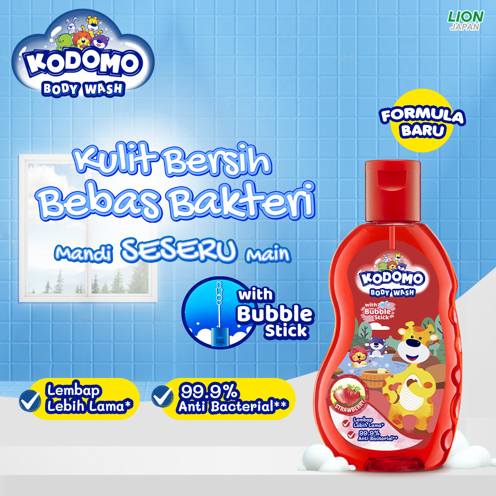 Kodomo Shower Gel Strawberry Botol 200 ml x3 - Gambar 2