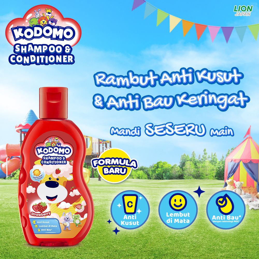 Kodomo Shampoo Gel Strawberry Botol 200 ml x2 - Gambar 2