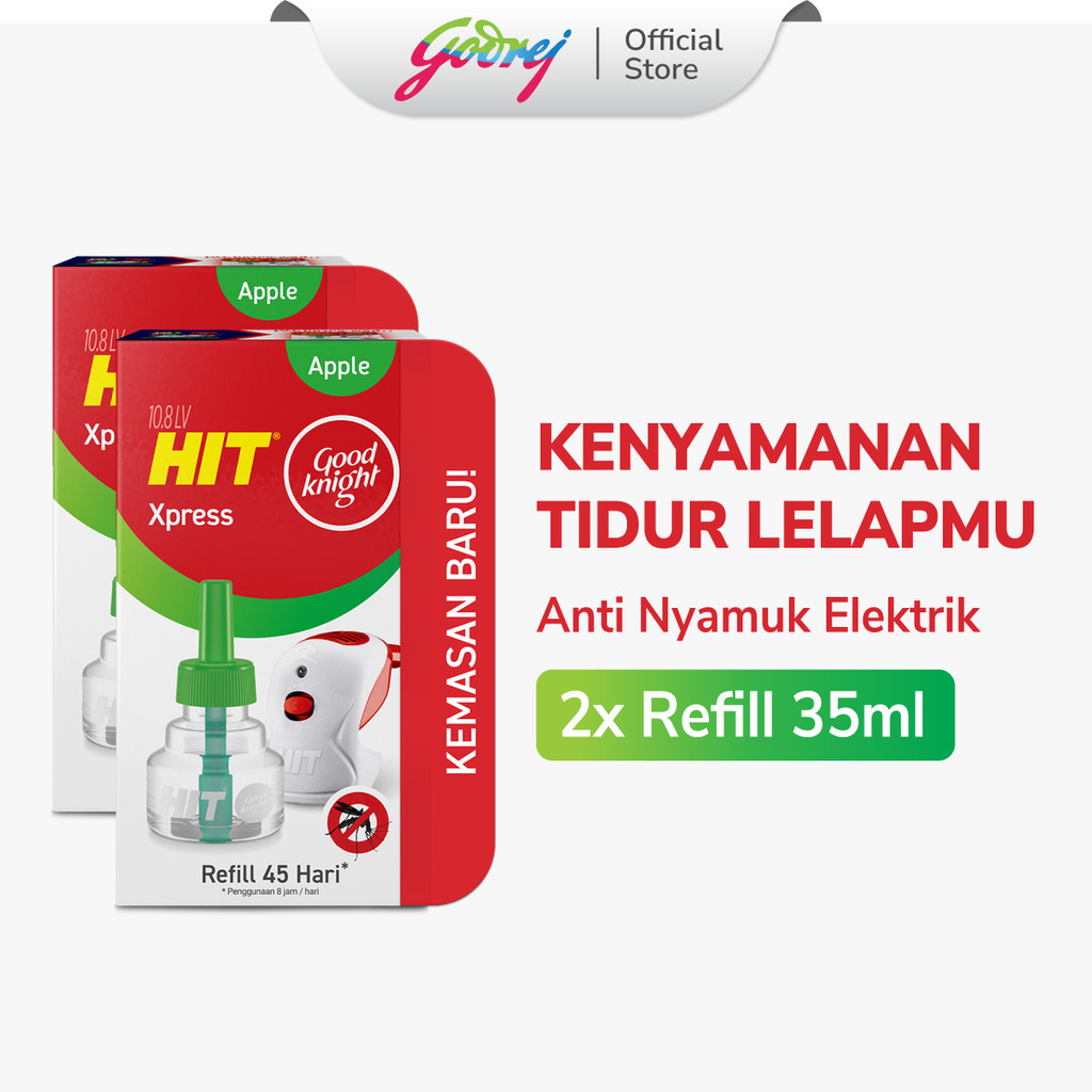 Hit Good Knight Xpress Refill Apple 45 Hari x2- Refill Obat Nyamuk Elektrik - Bunuh Nyamuk Penyebab Demam Berdarah (DBD)