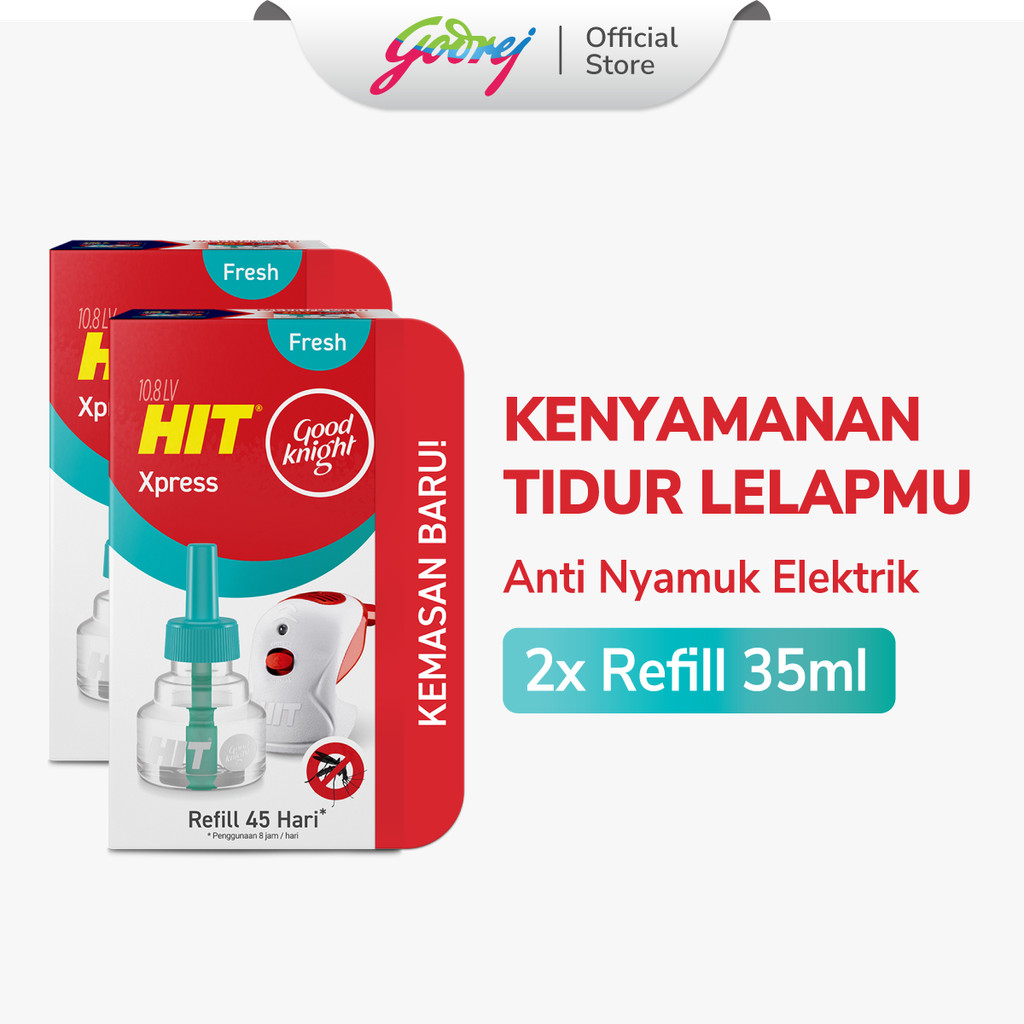 Hit Good Knight Xpress Refill Fresh 45 Hari x2- Refill Obat Nyamuk Elektrik - Bunuh Nyamuk Penyebab Demam Berdarah (DBD)