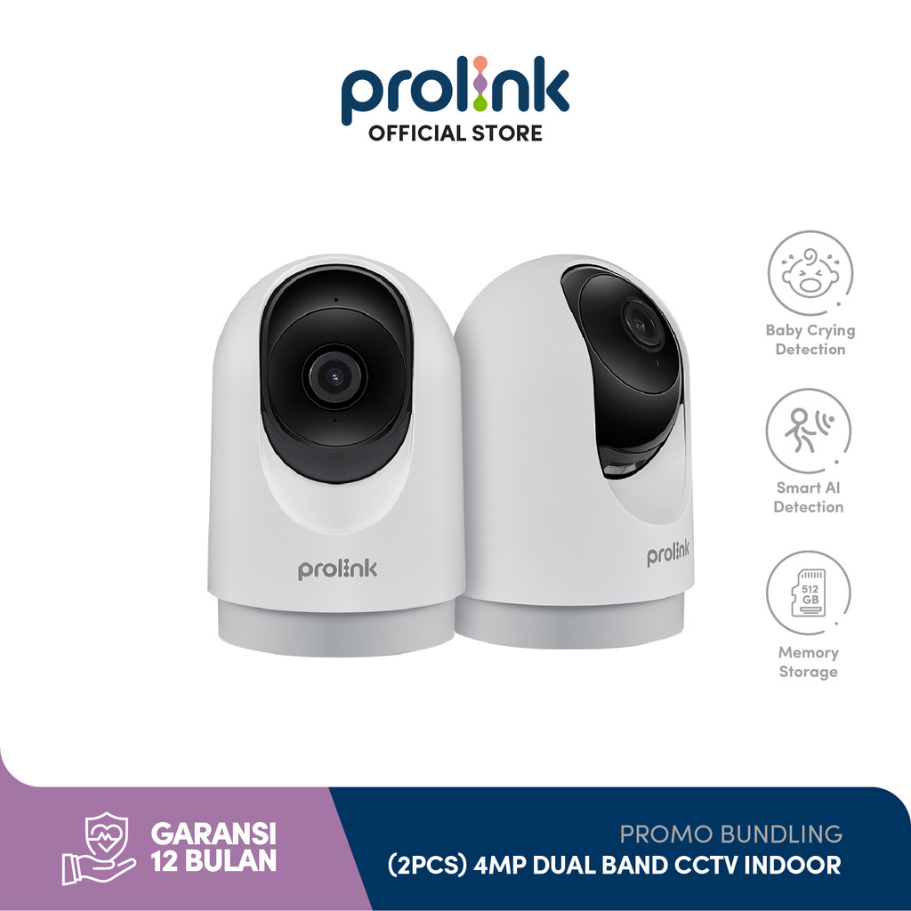 Bundle 2 pcs Prolink 5MP Smart IP Cam CCTV Dual Band Wifi Indoor QHD / 2.5K Kamera CCTV / 360° View / Baby Monitor / Human Body Detection / 2 Way Audio / Support ONVIF