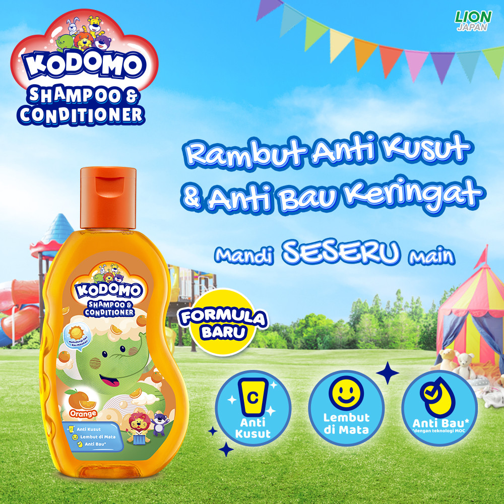 Kodomo Shampoo Gel Orange Botol 200 ml x3 - Gambar 2