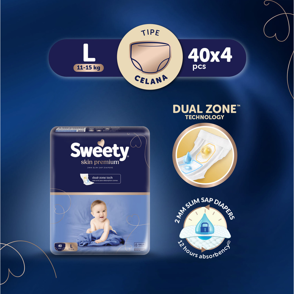 Sweety Skin Premium Pants L 4x40s / Popok Bayi Dual Zone Technology / Sweety Official Shop - Gambar 2