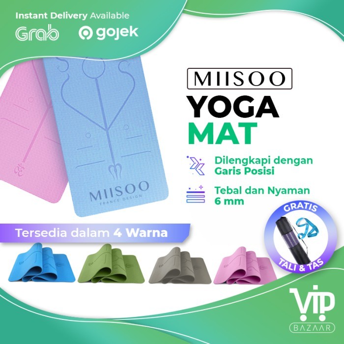 Promo Miisoo Matras Yoga Mat Tpe 6Mm Gym Karpet Spons Yogamat Free Tas ...