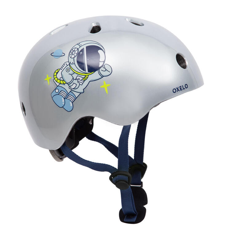Decathlon OXELO/BTWIN Helm Skate Anak RS Lite500 Abu-abu Space Travel - 8801635 - Gambar 2