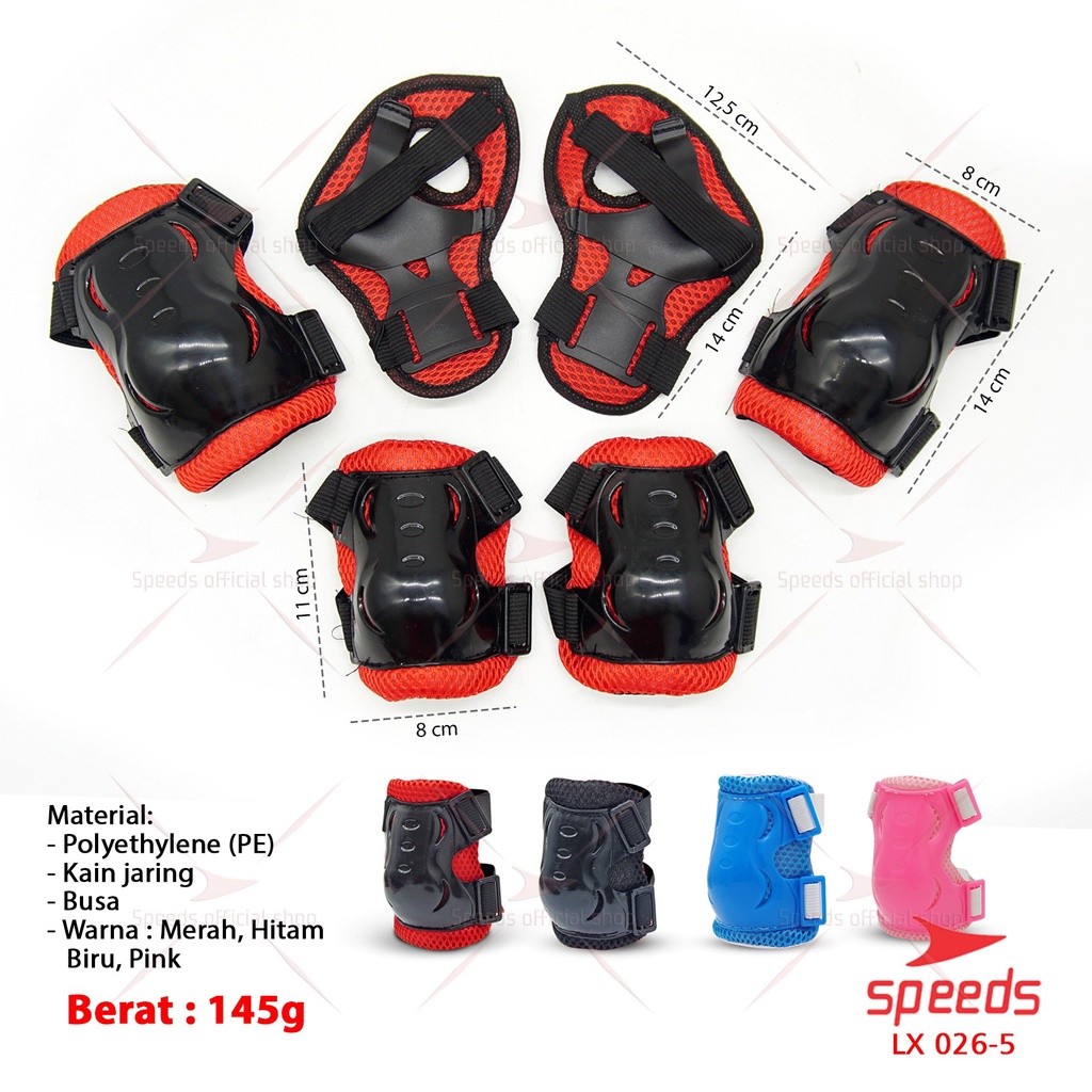 SPEEDS Set Deker Dekker Deckker Anak Inline Pelindung Lutut Siku Tangan Badan Sepeda Skate 026-5 - Gambar 2