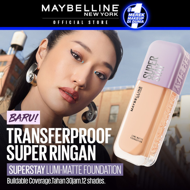 MAYBELLINE OFFICIAL Paket Makeup Face Kulit Sawo Matang - Superstay Lumi Foundation 128 + Fit Me Compact Powder 120 - Gambar 3