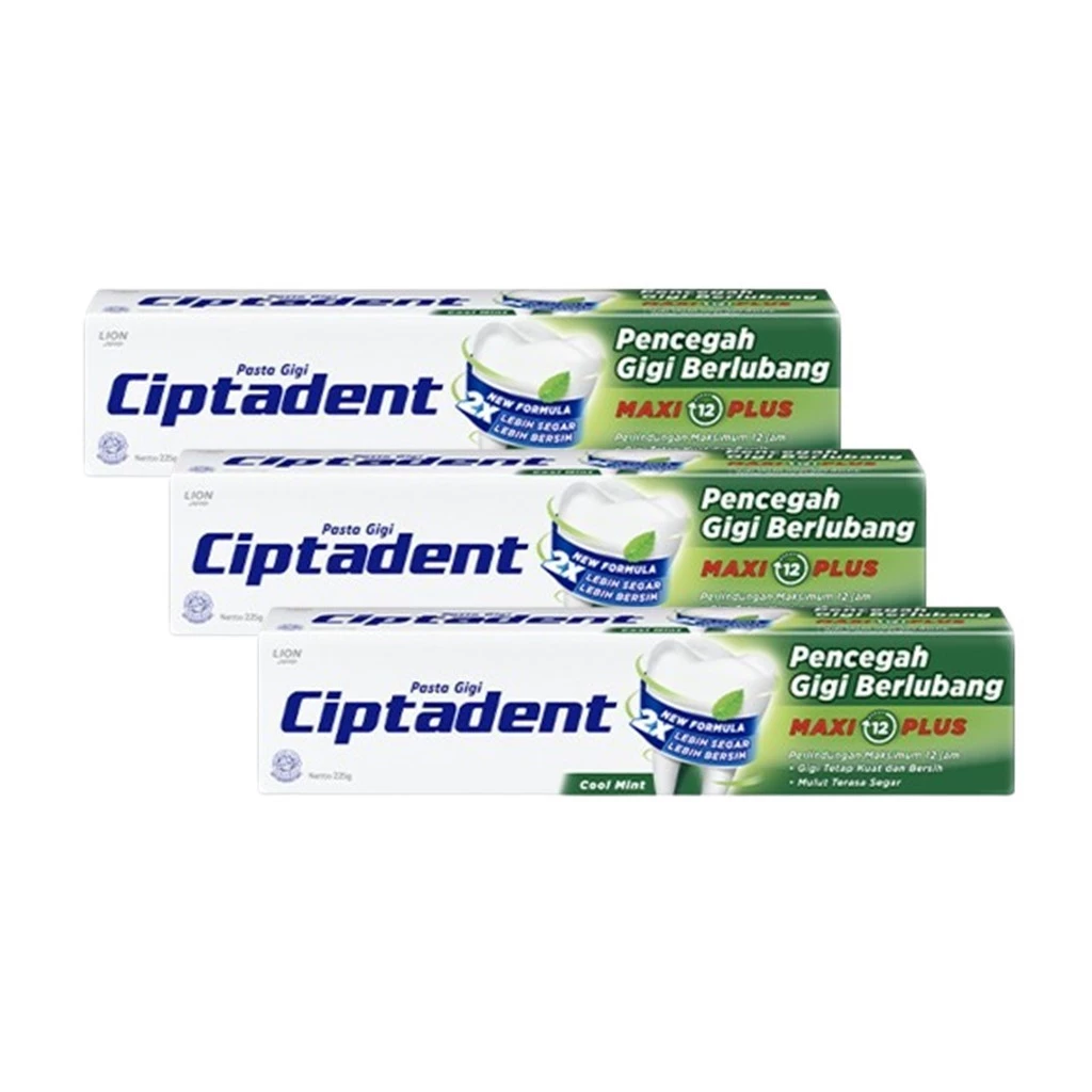 Ciptadent Pasta Gigi Maxi 12 Cool Mint Tube Plus Jumbo 225 gr x3 - Gambar 3