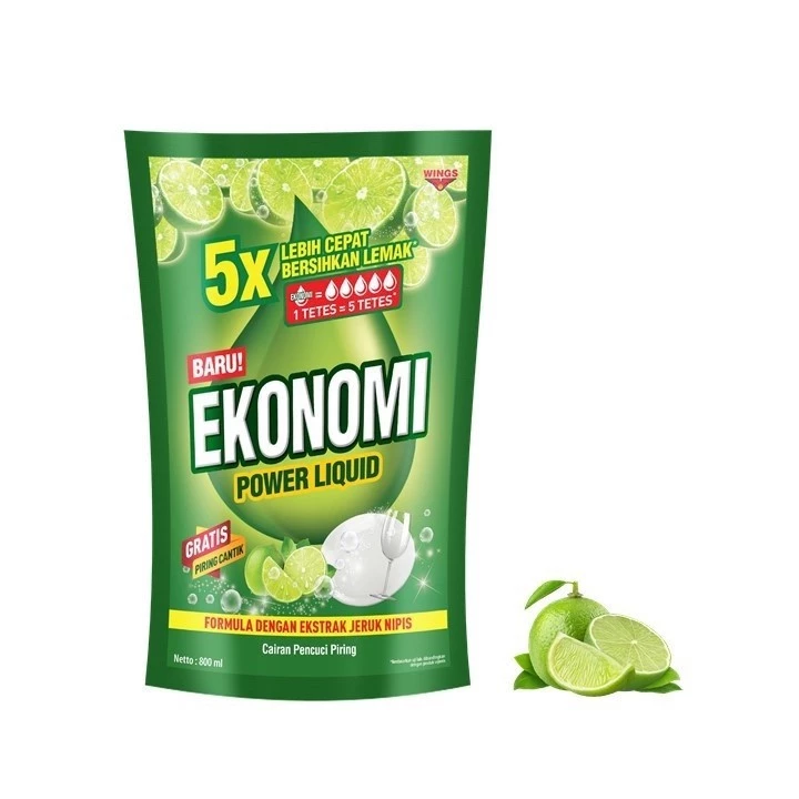 Ekonomi Power Liquid Sabun Cuci Piring Jeruk Nipis Pouch 650 ml x2 - Gambar 2