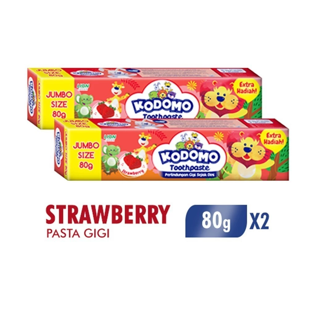 Kodomo Pasta Gigi Jumbo Strawberry 80 gr x2 - Gambar 2