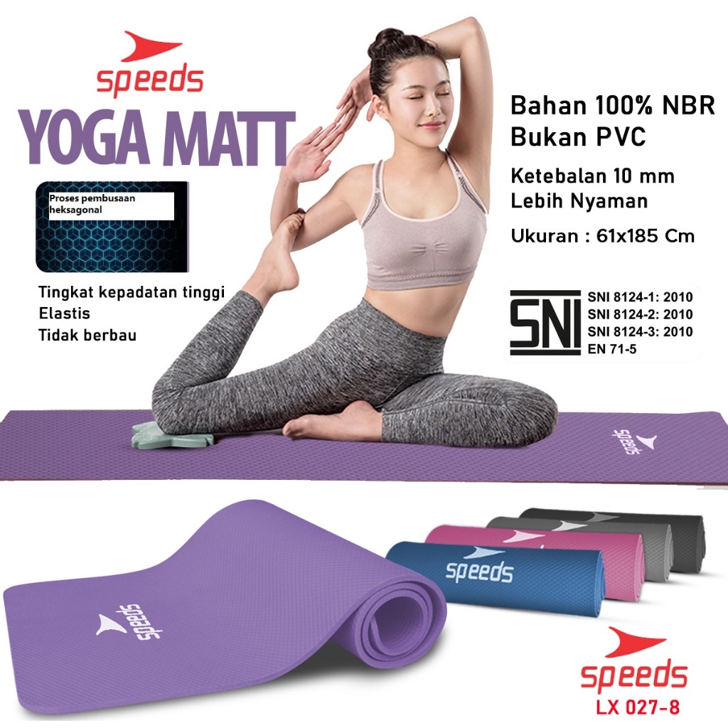SPEEDS Matras Yoga Mat Untuk Meditasi Yoga Gym Matrass Fitness Karpet Matras Berstandar SNI 027-8