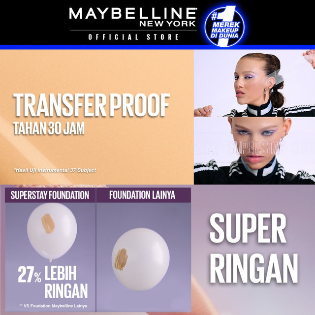 MAYBELLINE OFFICIAL Paket Makeup Face Kulit Sawo Matang - Superstay Lumi Foundation 128 + Fit Me Compact Powder 120 - Gambar 4