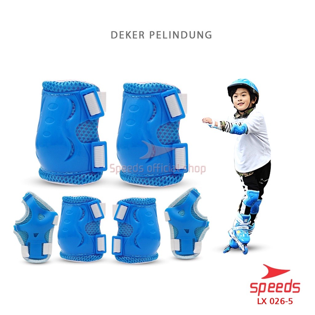 SPEEDS Set Deker Dekker Deckker Anak Inline Pelindung Lutut Siku Tangan Badan Sepeda Skate 026-5