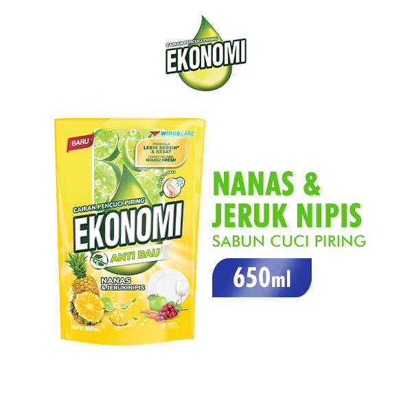 Ekonomi Power Liquid Sabun Cuci Piring Nanas & Jeruk Nipis Pouch 650 ml x2 - Gambar 2