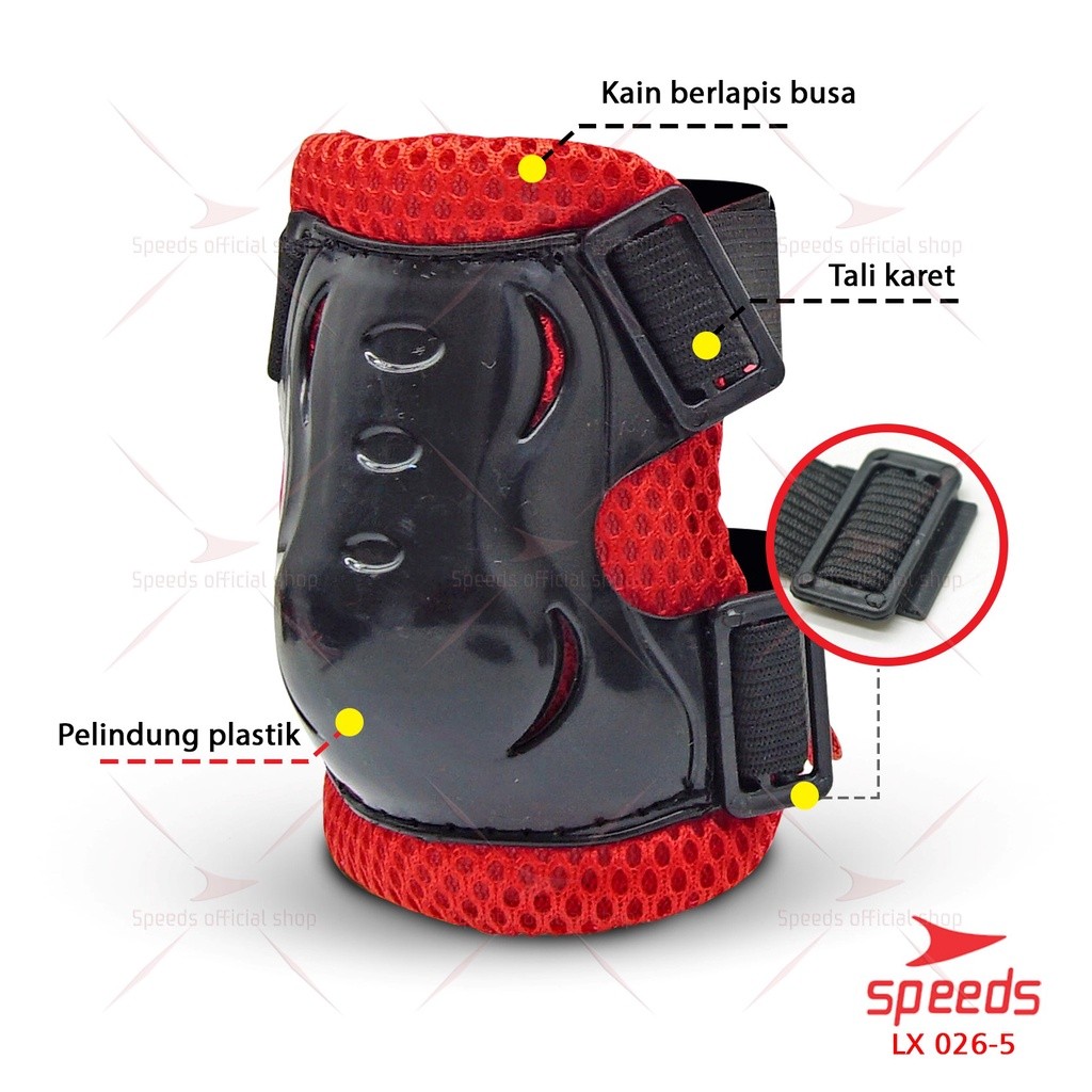 SPEEDS Set Deker Dekker Deckker Anak Inline Pelindung Lutut Siku Tangan Badan Sepeda Skate 026-5 - Gambar 4