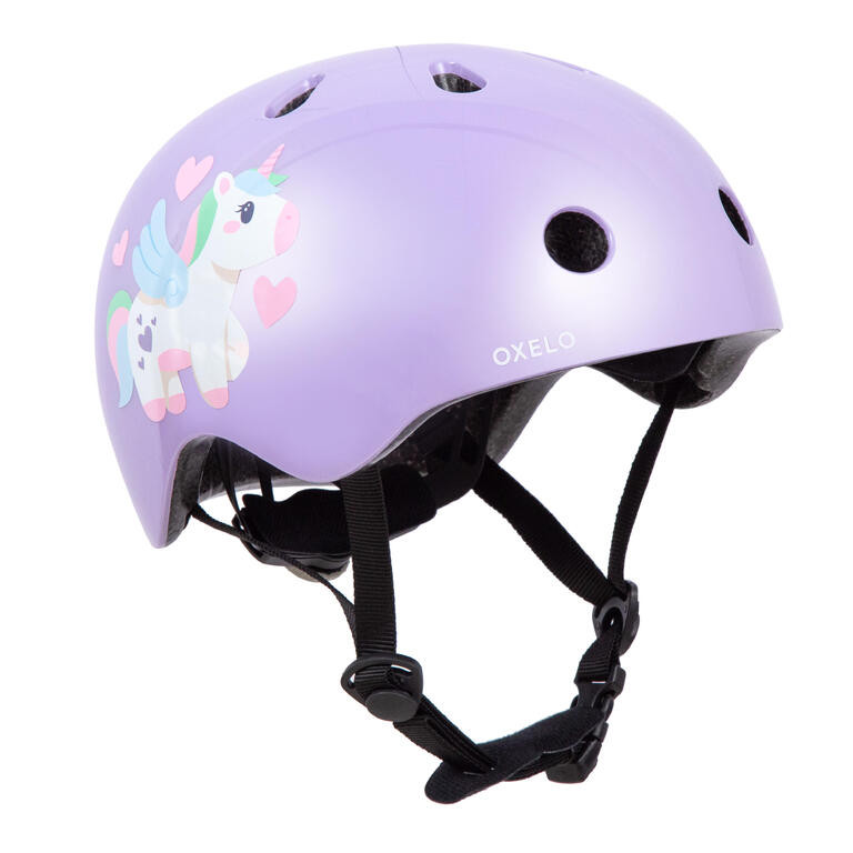Decathlon OXELO/BTWIN Helm Skate Anak RS Lite500 Ungu Muda Unicorn - 8828427
