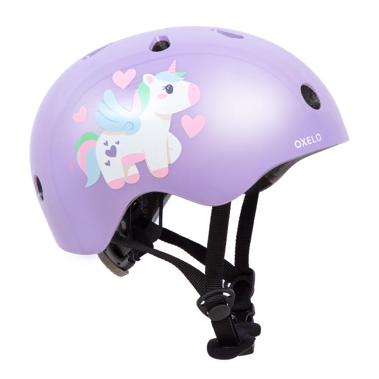 Decathlon OXELO/BTWIN Helm Skate Anak RS Lite500 Ungu Muda Unicorn - 8828427 - Gambar 2