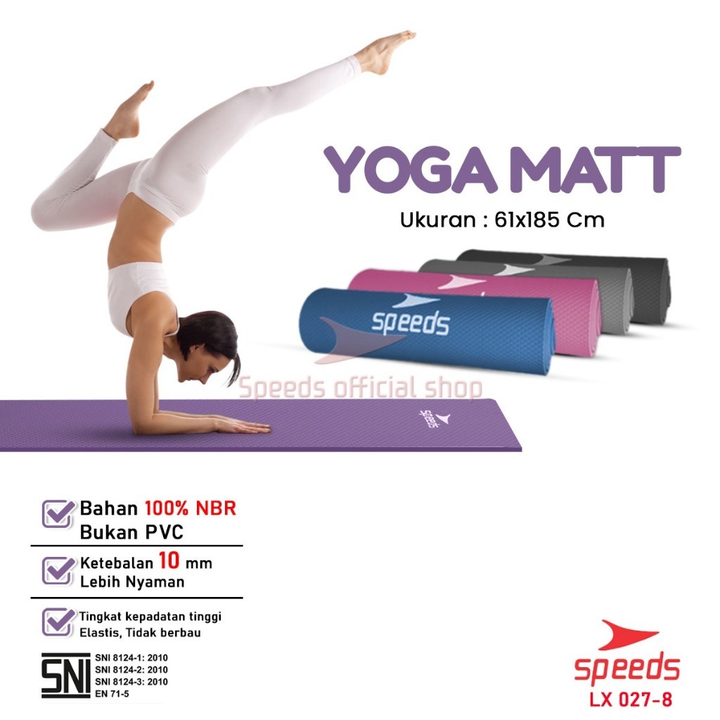 SPEEDS Matras Yoga Mat Untuk Meditasi Yoga Gym Matrass Fitness Karpet Matras Berstandar SNI 027-8 - Gambar 2