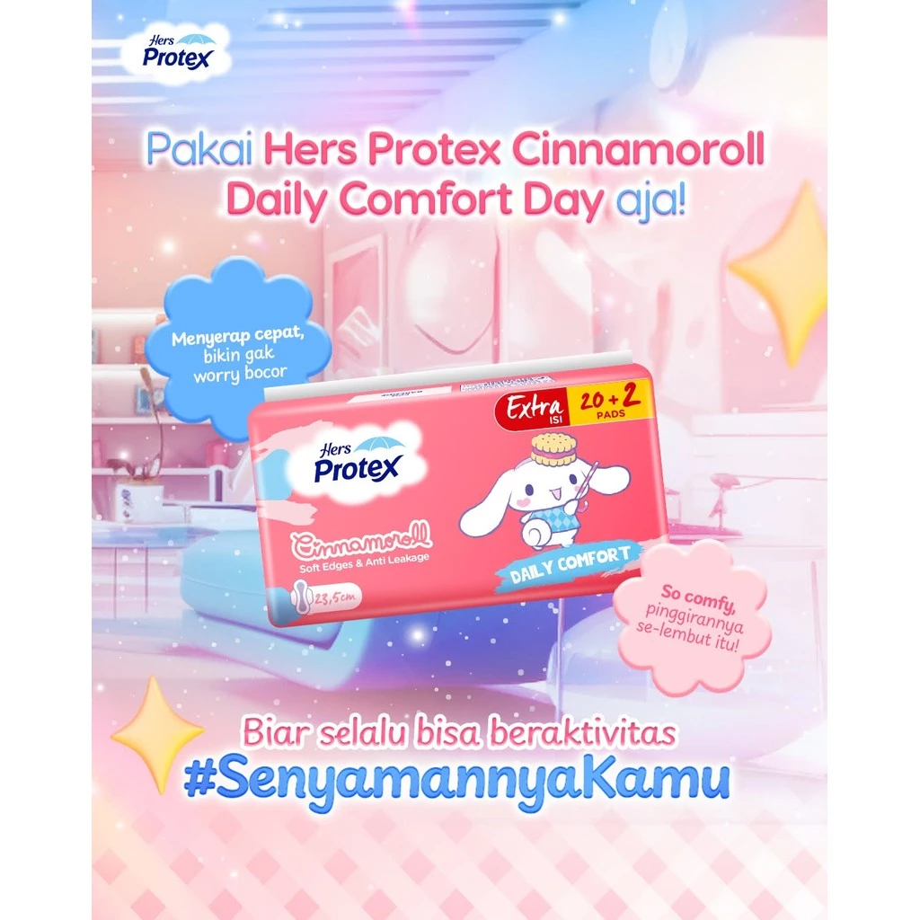 [B1G1] Hers Protex Daily Comfort Day Pembalut Wanita Cinnamoroll Bag Isi 20 + 2 Pcs - Gambar 3
