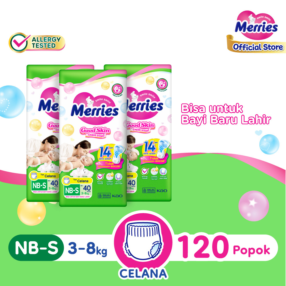 Merries Pants Good Skin Popok Bayi NB-S (3- 8kg) Isi 40 Buah Triple Pack