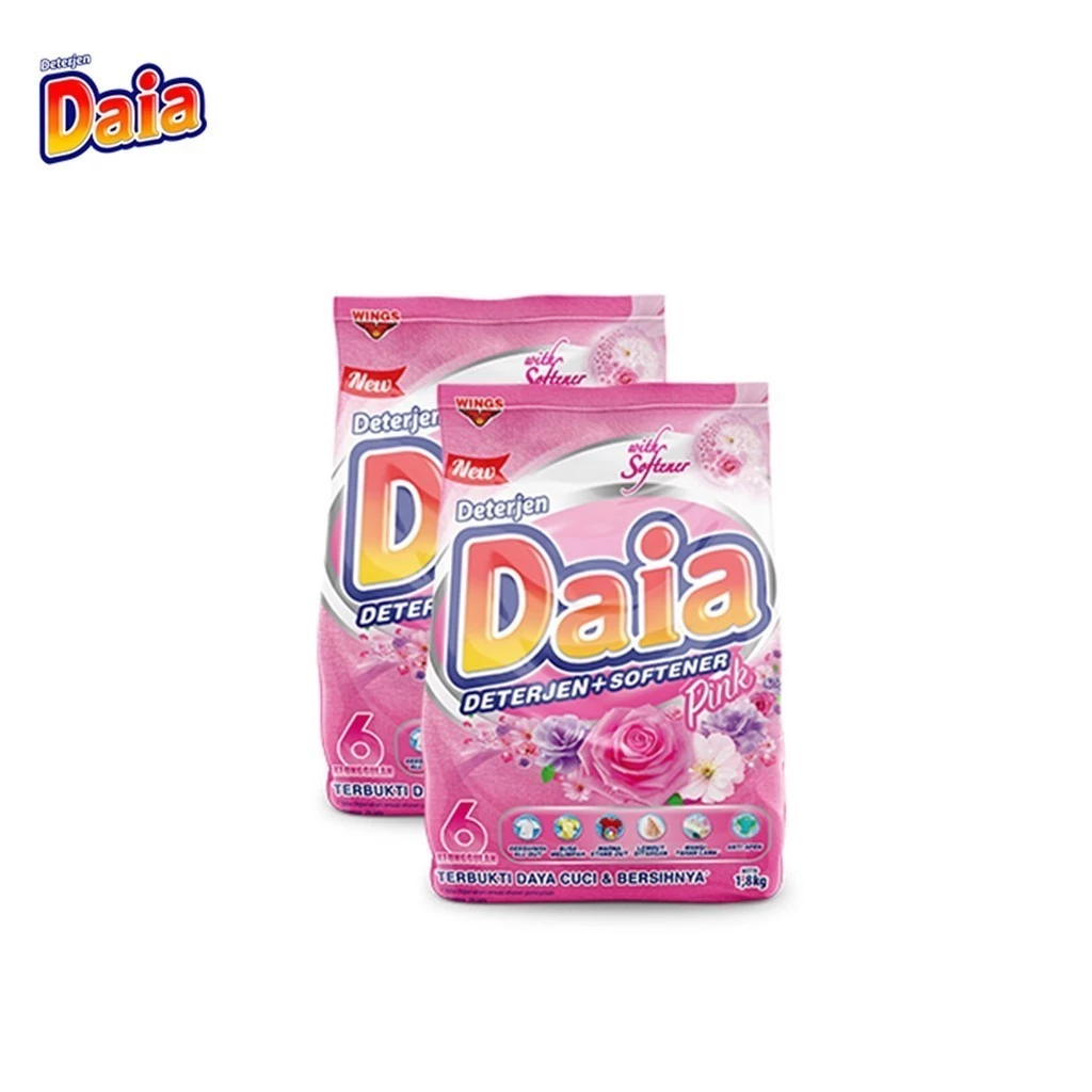 Daia Detergen Bubuk + Softener Romantic Pink 1,5 kg x2 - Gambar 3