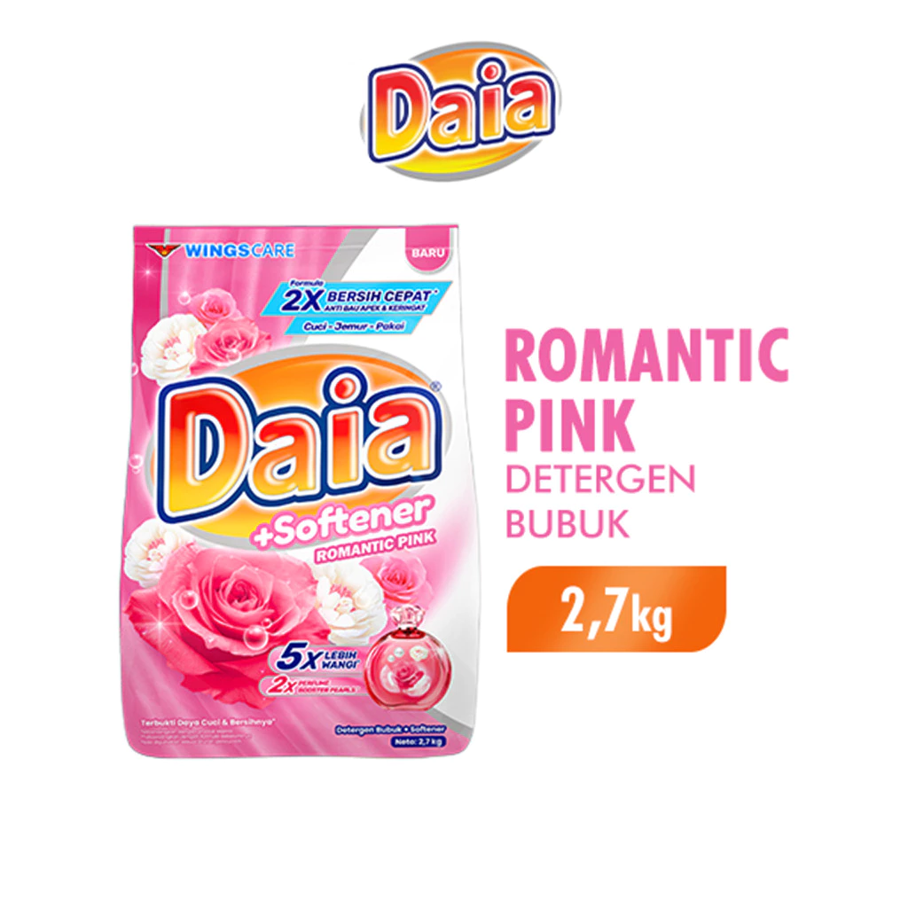 Daia Detergen Bubuk + Softener Romantic Pink 2,7 kg