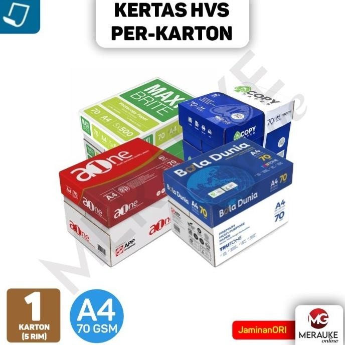 NEW HVS Paper / A4 Photocopy Paper 70 gsm PER-CARTON (1 CARTON contains ...