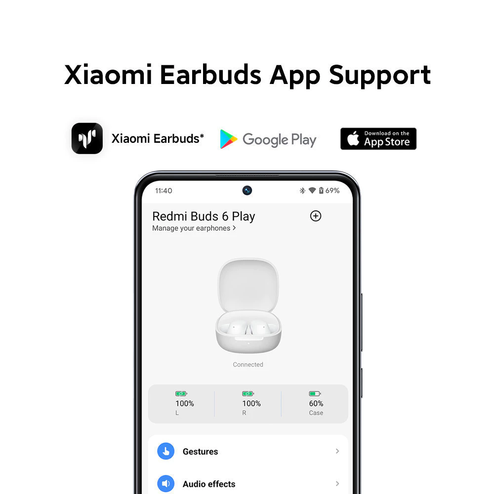 Xiaomi Redmi Buds 6 Play | Bluetooth 5.4 | Baterai Hingga 36 Jam | Xiaomi Earbuds App Support | Nyaman Digunakan [Official Store] - Gambar 4