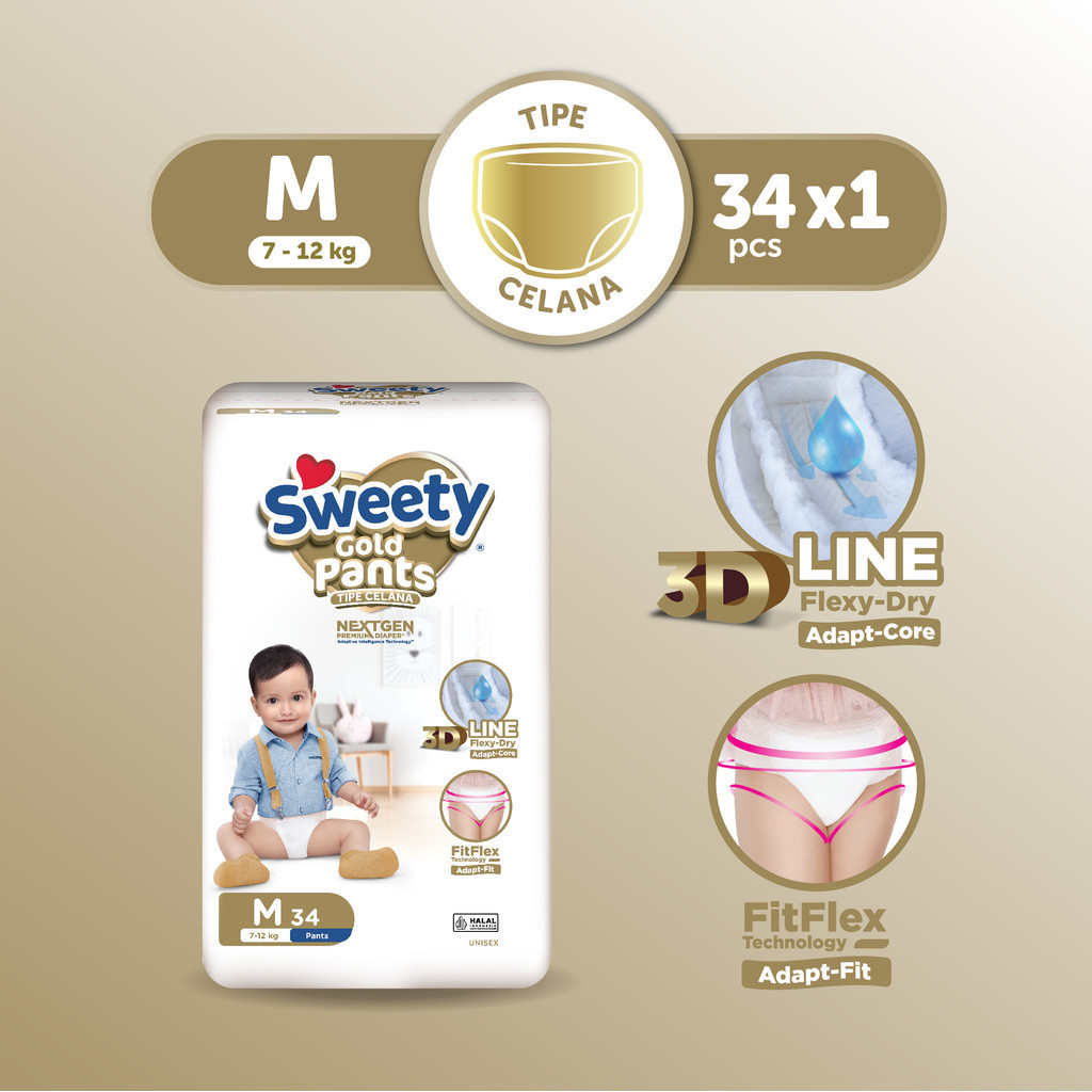 Sweety Gold Pants Tidur Nyenyak M 34s - Gambar 2