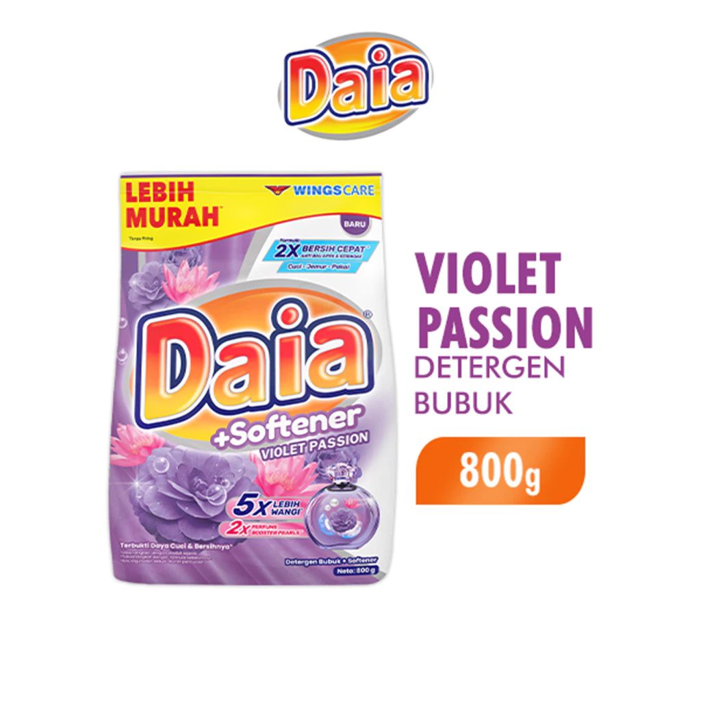 Daia Detergen Bubuk + Softener Violet Passion 800 g